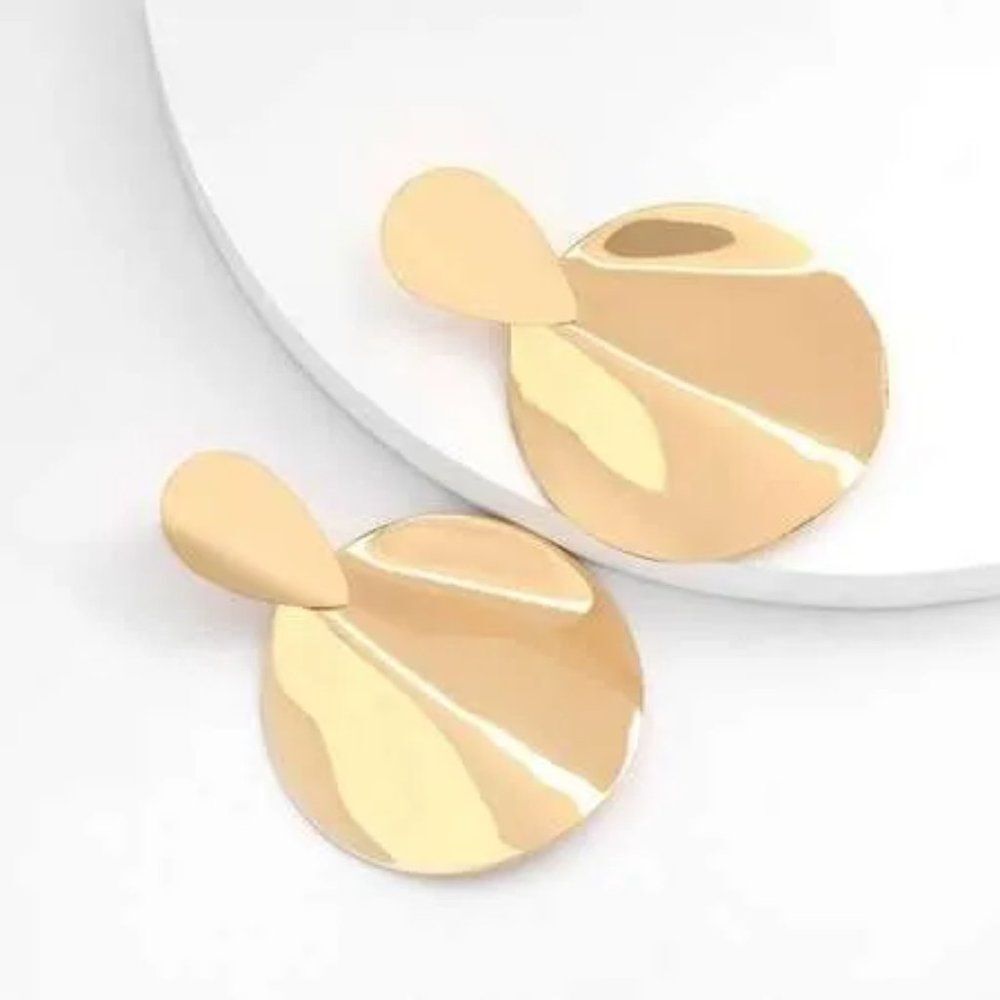  Fashion Gold Round Circular Dangle Earrings